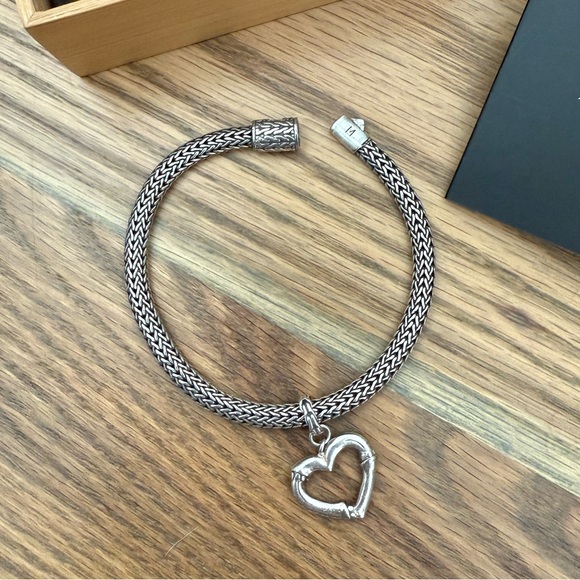 John Hardy Sterling Silver Bamboo Heart Charm Bracelet - Picture 2 of 6